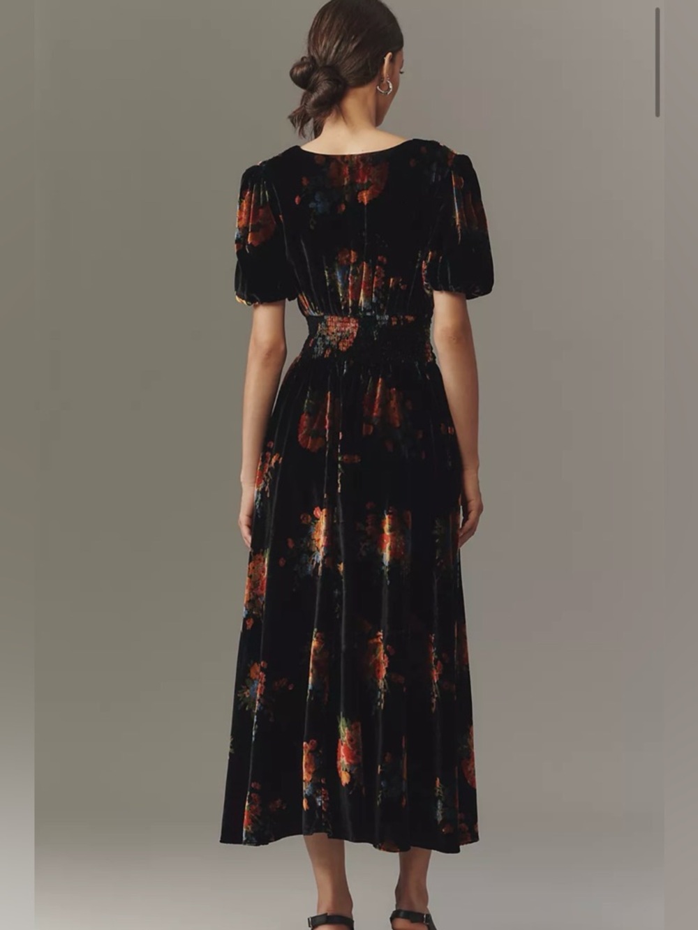 Anthropologie The Katerina Button Front Dress Velvet Edition Pockets  Floral - Picture 2 of 6